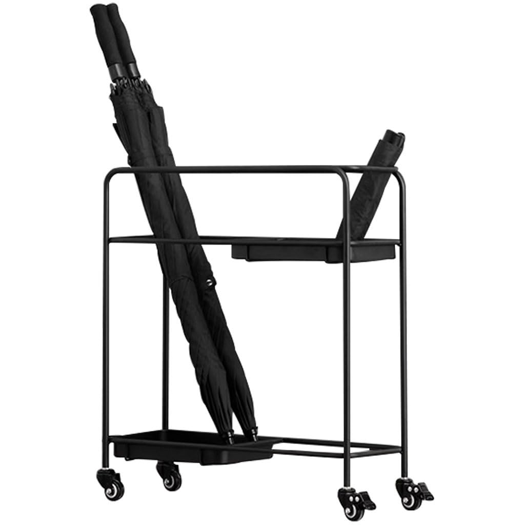 SBJKLYRN umbrella stand, Indoor Black Portable with Wheels, Commercial Modern, Hotel Umbrella Organizer Bin, for Long/Short Umbrella