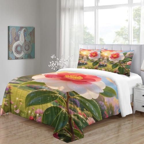 Housse de couette Camélia 140x200 cm en microfibre avec sa taie - 5