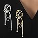 Unique abstract face Art earrings dangle statement long earrings for women rhinestone tassel handwork earrings jewelry fashion chandelier earrings (gold)