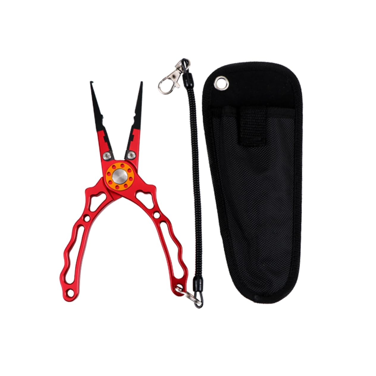 UKCOCO Pince Coupante Multifonction pour Leurres De Pêche en Alliage D’Aluminium Rouge, Coupe-Ligne Robuste avec Cordon Antidérapant, Outil De Pêche Compact pour Pêcheurs en Extérieur