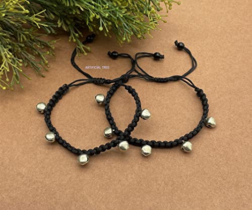 German Silver Ghungroo Charms Thread Adjustable Anklet