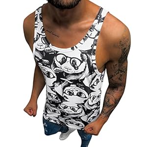Herenvest panda 3D-print onderhemd zomer mouwloos T-shirt tankshirt bodybuilding spiershirt slim fit ademend tank top sport fitness dragershirt training pullunder