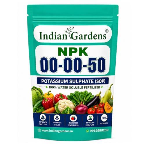 Image of Indian Gardens NPK 00:00:50 Potassium Sulphate Fertilizer (250 Grams) for Plants | 100% Water Soluble Powder | High Potassium Plant Nutrient for Flowering | Foliar Spray & Drip Application