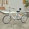 FOELANNE Bike for Adult, Adult Tricycle 24 Inch 6 Speed White With Detachable Basket and Backrest 210 lb Load Capacity #2