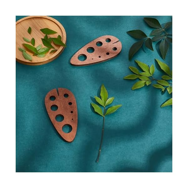 PH PandaHall 2pcs Teardrop Wooden Herb Stripper 8 Holes Herb Pealer Wood Leaf Remover Herb Stripping Brown Herb Stripper Tool for Kitchen Gadgets Cooking Small Kitchen Appliances Chef, Hole: 2-16mm - Image 6