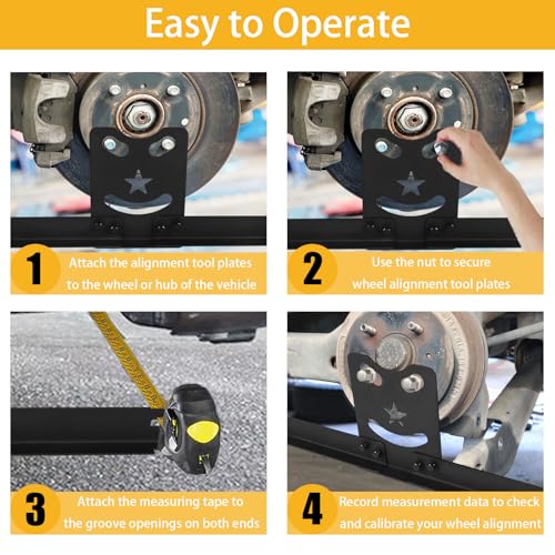 Ertuohg Wheel Alignment Tool Plates, Heavy Duty Toe Alignment Tool Plates, Car Alignment Tool Kit for Accurate Measurement and Quick Calibration, DIY Toe Alignment Tool for Car, Truck, SUV (Black) by Ertuohg - Image 6
