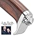 Hibben Darkwood Legacy III Fighter Knife with Mirror Polished Stainless Steel Blade, Brown Hardwood Handle with Mirror Polished Hand Guard, Black Leather Sheath with Belt Loop and Embossed Hibben Logo