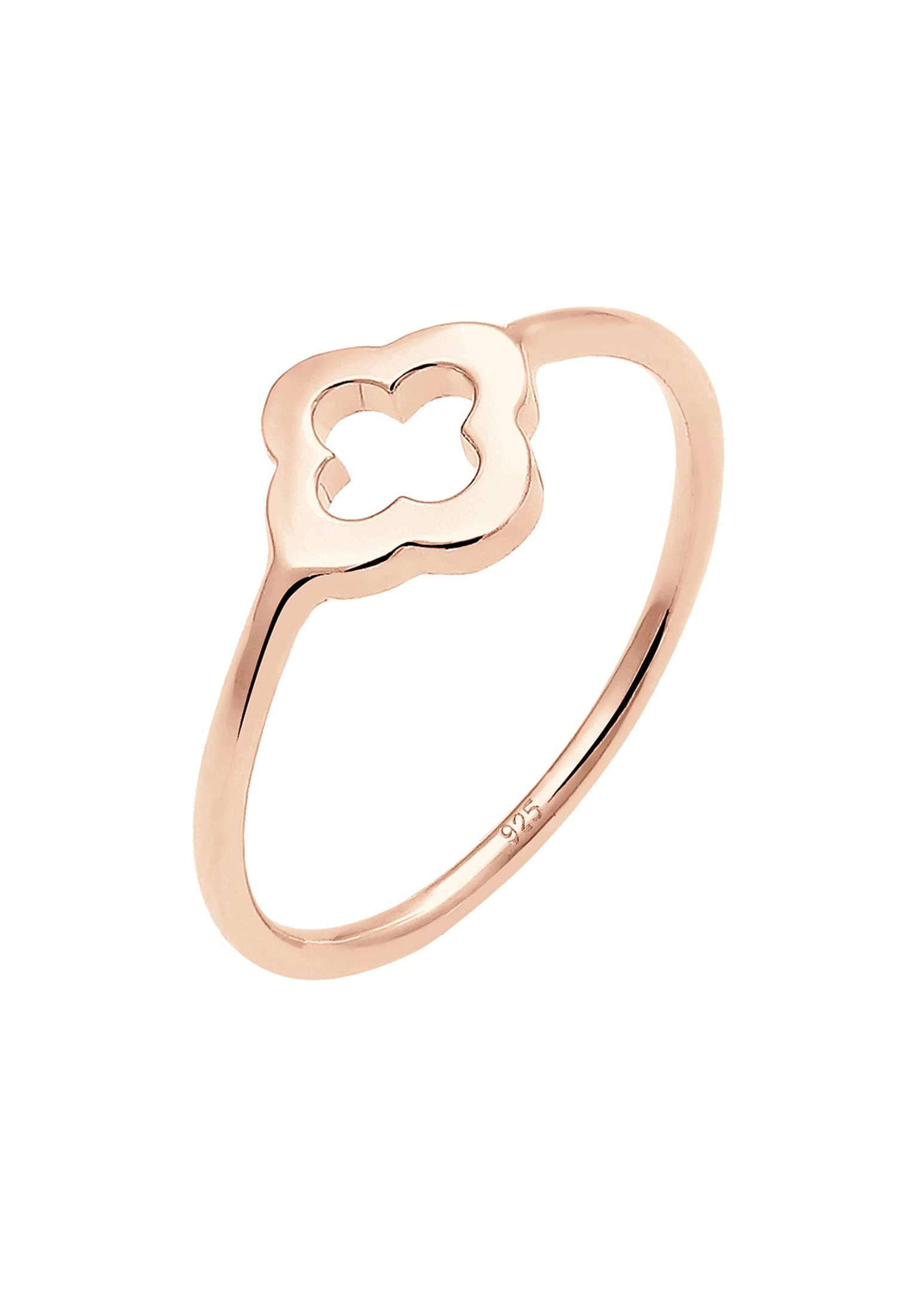 Elli Women's 925 Sterling Silver Rose Gold Plated Clover Leaf Ring, Size Q