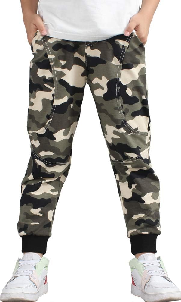 SHOOYING Boy's Baggy Cotton Sweatpants Casual Elastic Joggers Pants, 4-16 Years - Image 2