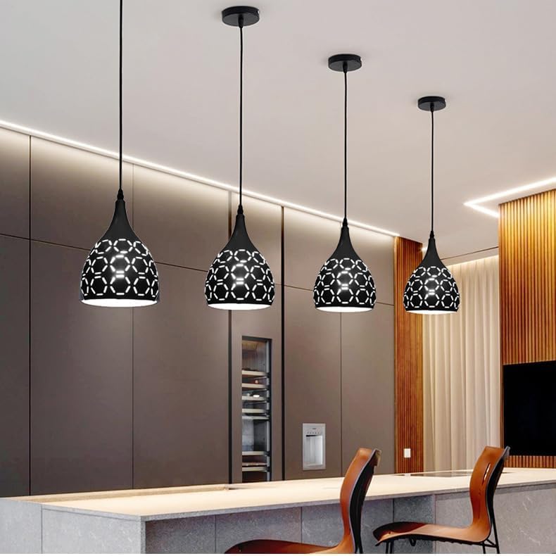 Image of Black Three Cutting Design Pendant Hanging Light /Ceiling Light for Bedroom, Living Room, Restaurants, Dining, Coffee Shop, Home and Office. Etc (Pack of 1) (Without Bulb)