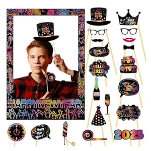 Generisch Foto-Requisiten für Photobooth Neujahr 2025