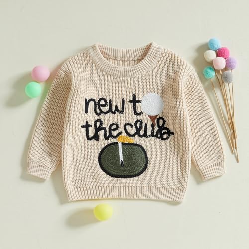 Newborn Baby Boy Girl Golf Outfit Sweater Letter Pullover Top Long Sleeve Knit Sweatshirt Fall Winter Clothes2