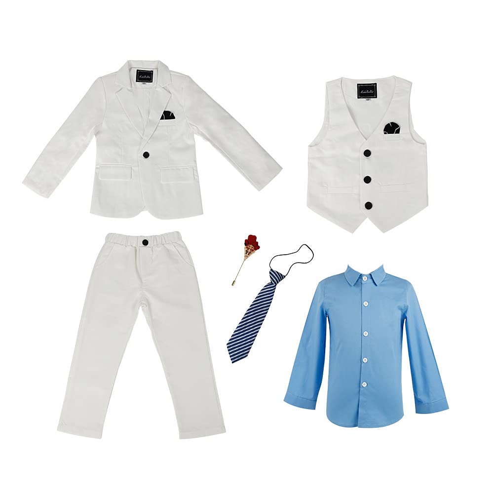 Traje de Boda para 2-12 Años Niños Trajes de Ajustado Traje Formal a Cuadros Trajes de Ceremonia para Niños Graduación Traje Chicos Conjunto de Traje Elegante para Bautizo Comunión Traje de Esmoquin
