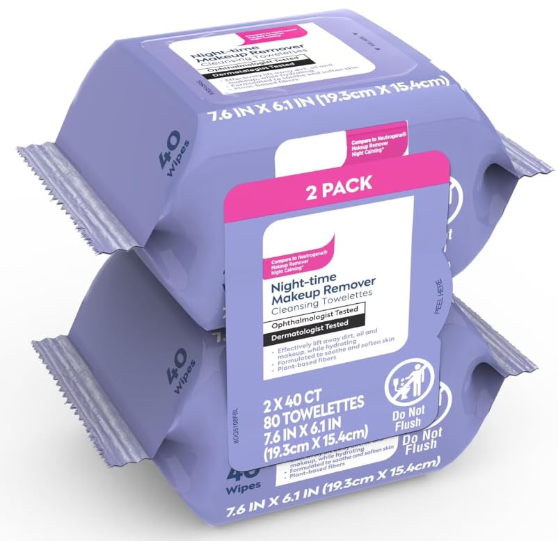 Equate Night-time Makeup Remover Cleansing Towelette, 80 Count