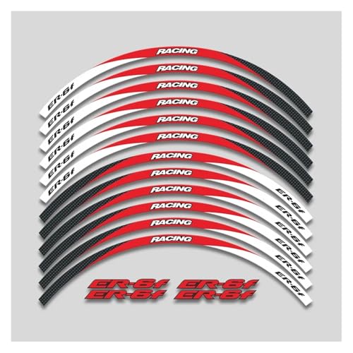 Aufkleber für K&awasaki ER-6F ER6F Er 6f Motorradaufkleber Radnabe reflektierende Streifen Felge Reifen wasserdicht dekorative Aufkleber Felgenband Aufkleber (3 Stil A rot)