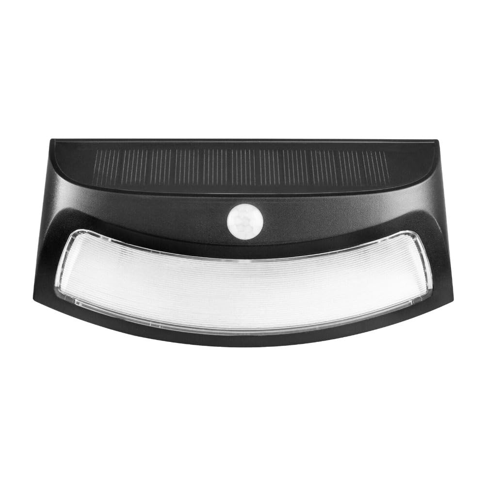 PIR Motion Sensor Solar LED Wall Lamp Waterproof Outdoor Garden Fence Decor Pathway Light (Black,Warm White)
