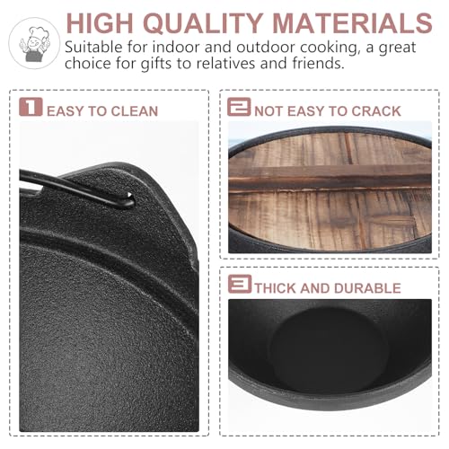 Casserole en fonte Operitacx de 18 cm haute température design bois - 4