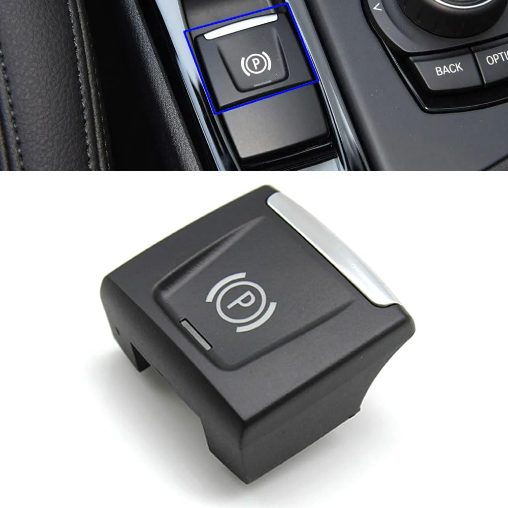 Parking Brake Button Cover, Electronic Handbrake Parking Control Switch Button Hand Brake P Button Cover Replacement for BMW X1 F48 F49 X2 F39 F45 F46 F52 (Black)