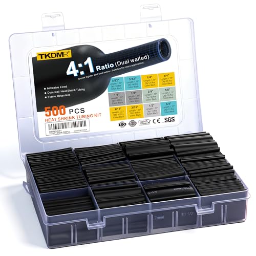 Gaine thermorétractable 4:1 noire lot de 500 pièces longueur 45mm doublée adhésif