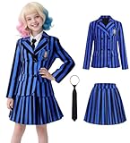 Slivomi Academy Uniform School Suits for enid sinclair costume Kids Girls Halloween Cosplay Party Blue SV060M