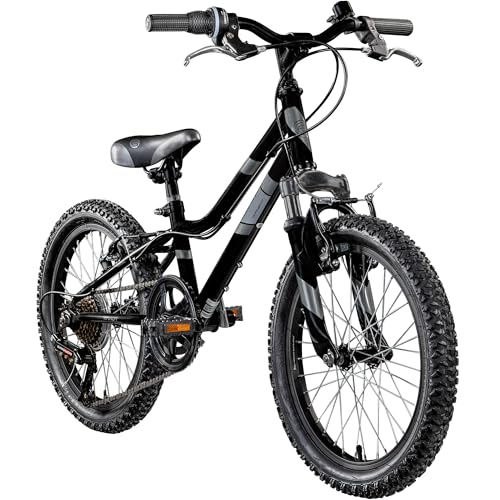 Galano GA20 Kinder Fahrrad ab 115-130cm oder 5 Jahre 7 Gang Mountainbike 18 Zoll für Mädchen oder Jungen Kinderfahrrad Hardtail MTB vorne gefedert, leicht (22 cm, schwarz/grau)