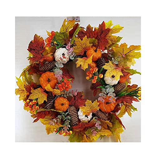 Couronne d'automne de 55 cm aux finitions soignées en feuilles d'érable