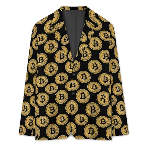 Bitcoin Pattern Men's Classic Fit Suit Two Button Novelty Printed Casual Stylish Blazer3