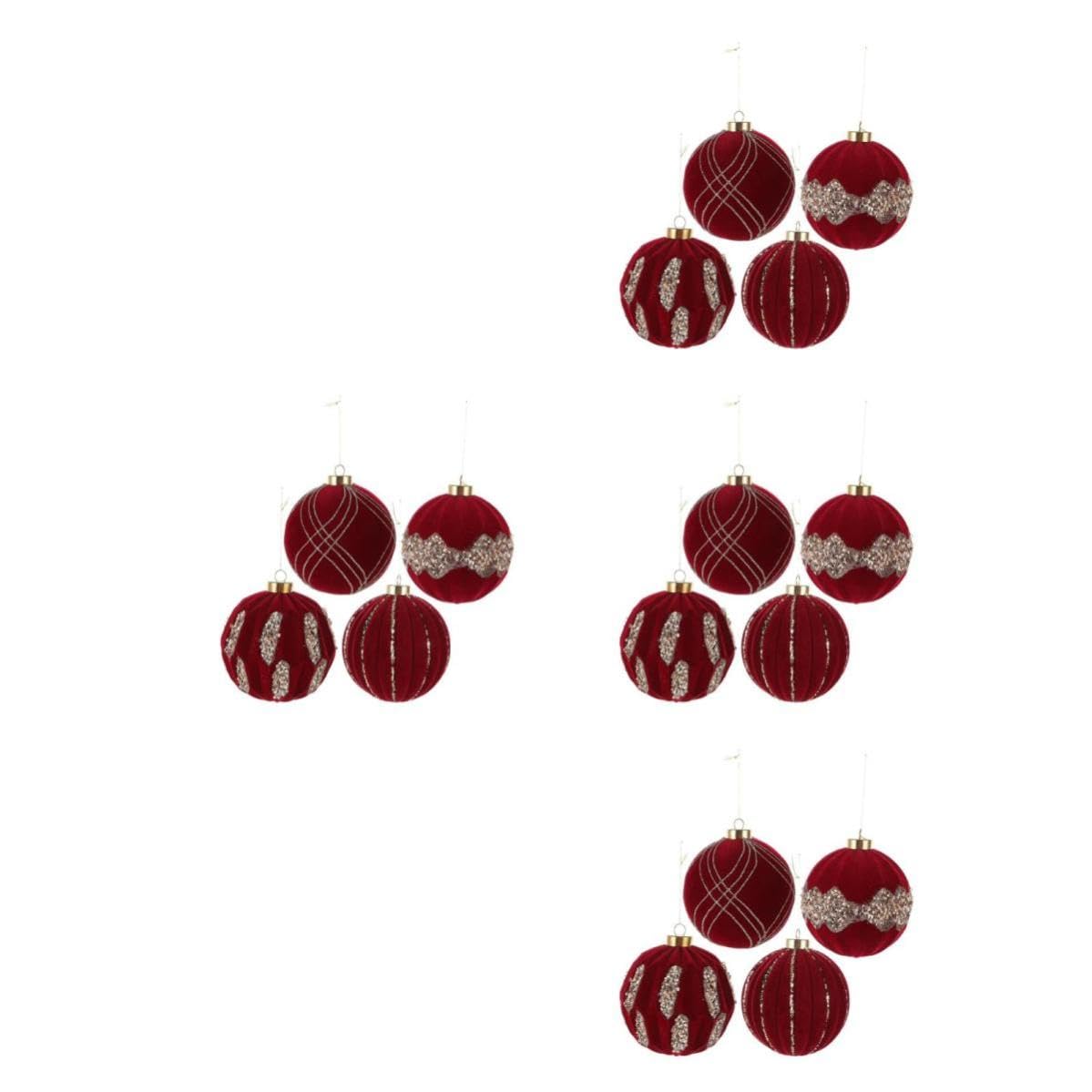 FRCOLOR 16 Pezzi Palline di Natale in Velluto 10cm, Set da 4, Rosse