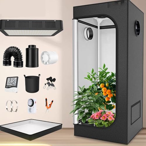 Système complet de tente de culture, 70 x 70 cm. Kit complet avec éclairage LED, boîte de propagation, serre et petite armoire de culture pour fleurs,...