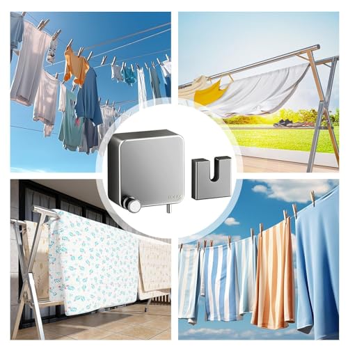 Corde à linge murale rétractable invisible et robuste en acier