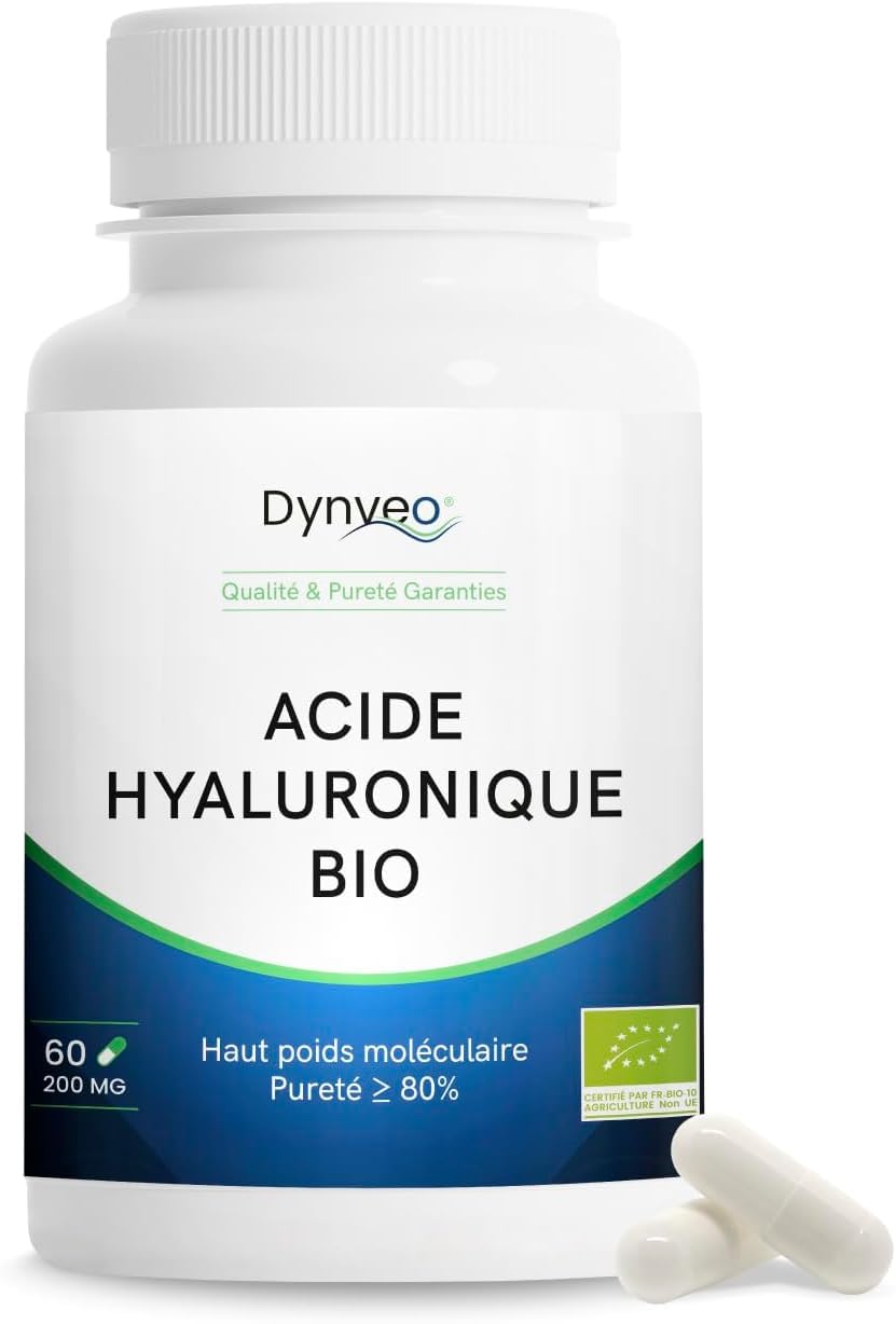 Ácido hialurónico ecológico GreenIuronic – Antiarrugas, hidratación de la piel – Valorado al 80% en ácido hialurónico – Alto peso molecular de 1500 a 4000 kDa – 60 cápsulas vegetales (2 meses) (sin