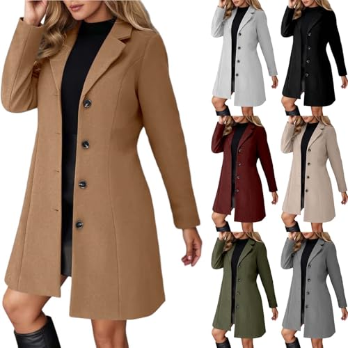 Image of Pea Coats for Women Blend Thicken Notch Lapel Single Breasted Trench Coat 2025 Fashion A-Line Fall Winter Jackets