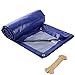 Produktbild LIANGJUN Abdeckhaube Polyethylen Plane Wasserdicht Markise Segeltuch Schuppen Tuch Mit Zugseil Sonnenschutz Einfach105 G/M² (Farbe : Blue+Silver, größe : 6X12m)