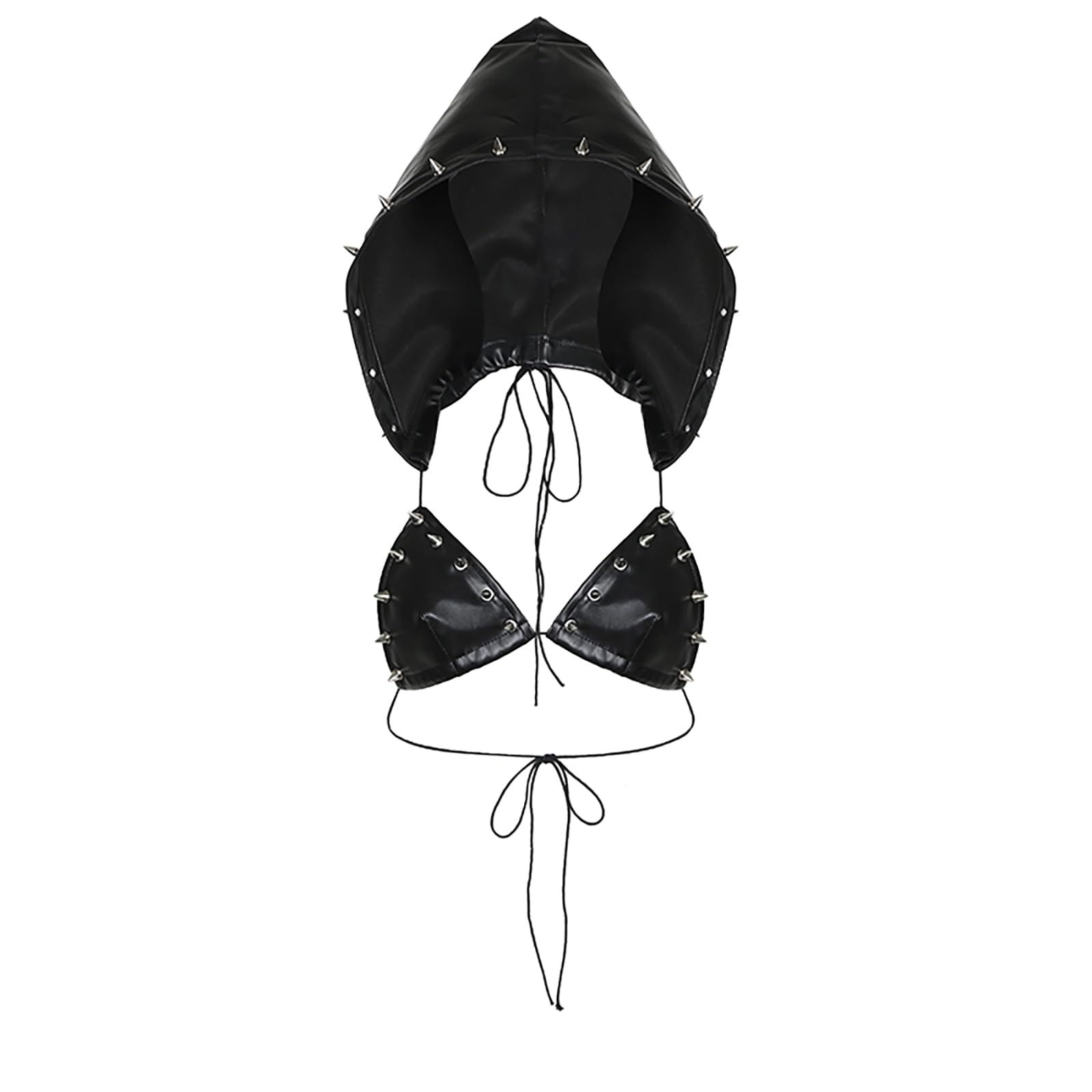 FlyCC Rave PU Leather Top for Women Party Dance Bralettes Strappy Criss Cross Crop Top Bra Music Festival Outfits: Large Black B