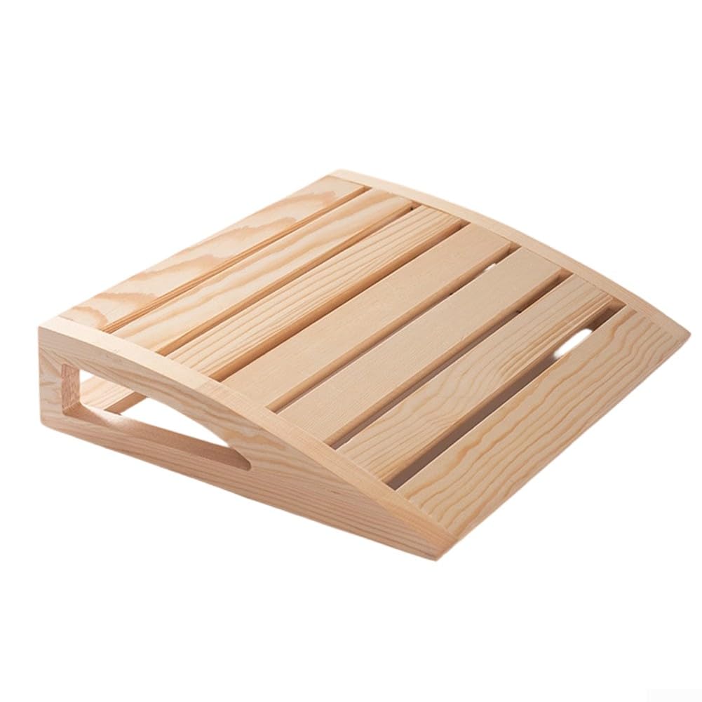 Reposacabezas de sauna de madera para relajación, diseño curvo ergonómico, acabado de grano natural, 38 x 31 x 7 cm, una sola pieza, compatible con la mayoría de saunas domésticas y