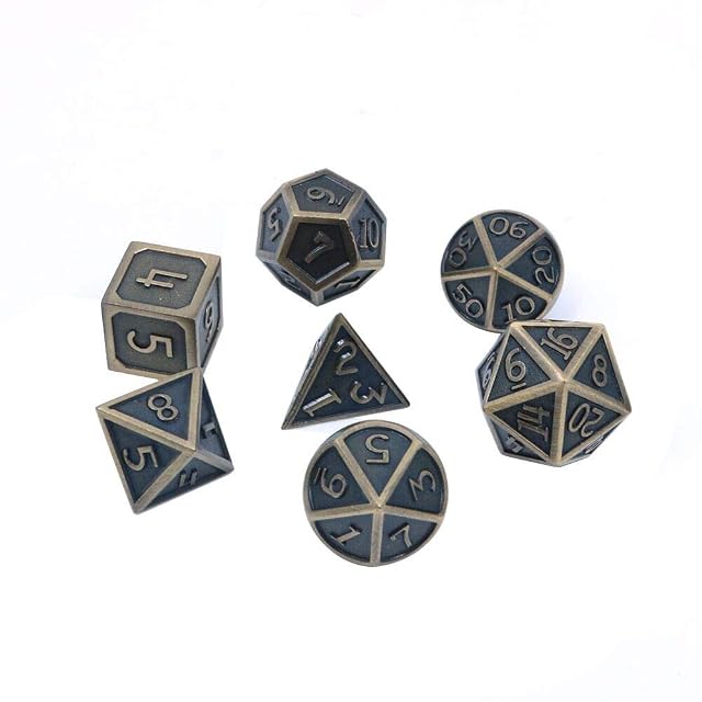 Foto 3 de 5 de DollaTek 7 PCS D&D de Metal sólido Juego con Bolsa de Almacenamiento y aleación de Zinc con Esmalte…