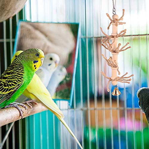 8 unidades kit de brinquedos para papagaio, pássaro, animal de estimação, escada suspensa de madeira
