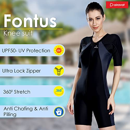 Image of AIRAVAT Fontus 5005 Women's Swim Wear with Stretchable Fabric, High Level of Uv Protection, Comfort and Flexibile (XXX-Large, Grey)
