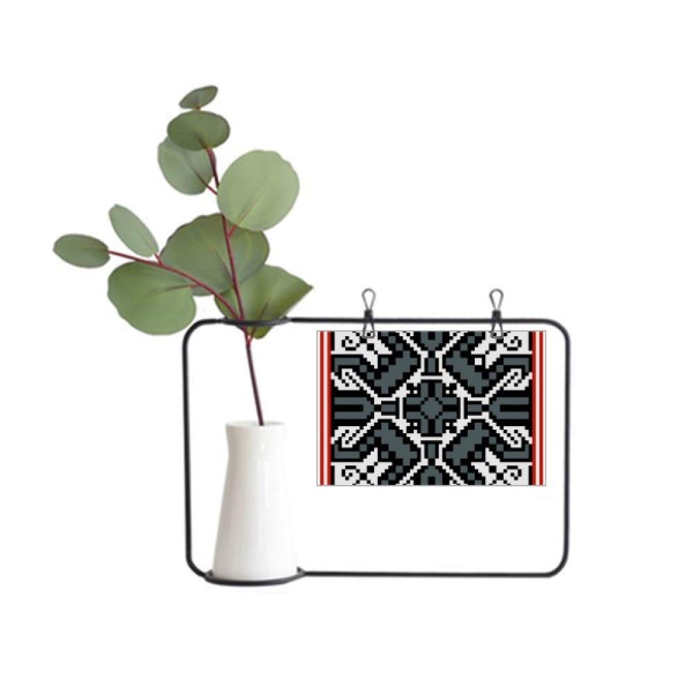 Russia Style Gray Texture Country Pattern Metal Picture Frame Cerac Vase Decor