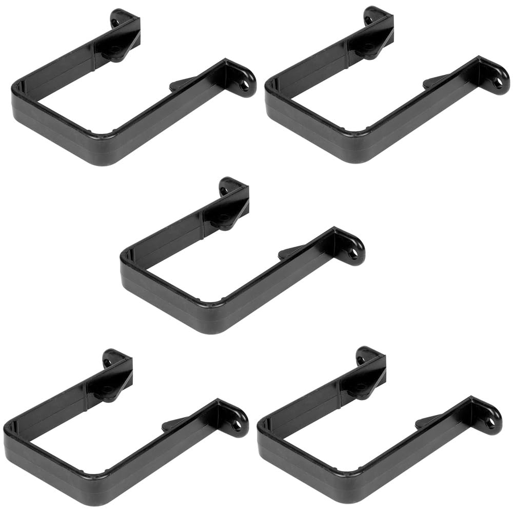 Downpipe Brackets - Square Drain Pipe Clips - 5 Pack Black
