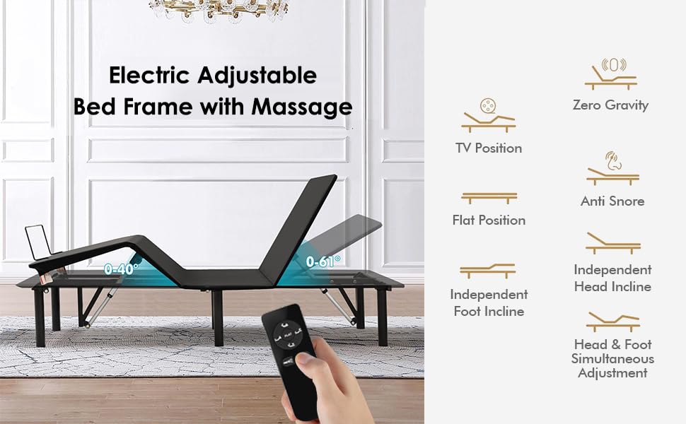 Adjustable Twin XL Bed Frame with Wireless Remote Control