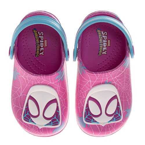 Josmo Spider-Gwen Girls Pink Clogs Waterproof Slip-On Garden & Water Sandal with Backstrap -Pink/Blue Size 11-12 Little Kid