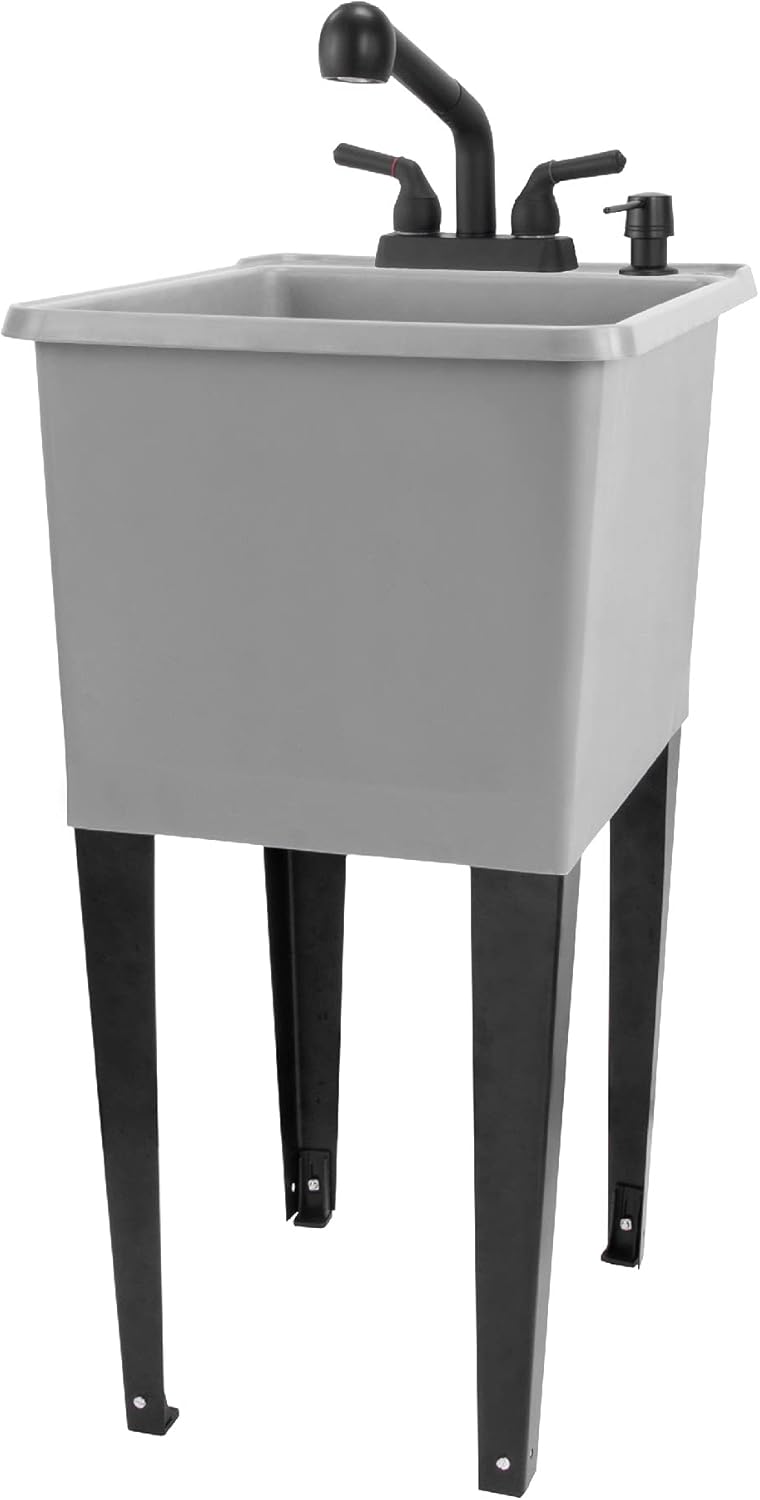 Space Saver Utility Sink by JS Jackson Supplies, PullOut Faucet, Soap