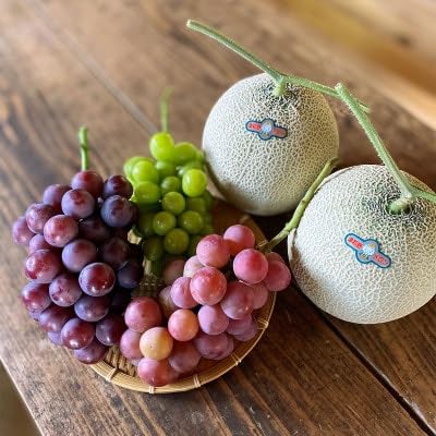 (2026年9月より順次発送・先行受付)アールスメロン2L2玉+ぶどう3種のフルーツ堪能セット