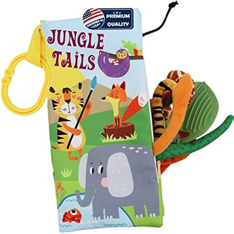 bebe mondo Jungle Baby Book Toys,Baby Books 0-6 Months,Touch and Feel Crinkle Cloth Books for Babies Infant Toys 0-3-6-12-18 Months,Interactive Infant Sensory Soft Toys,Shower Baby for Boys Girls Cover