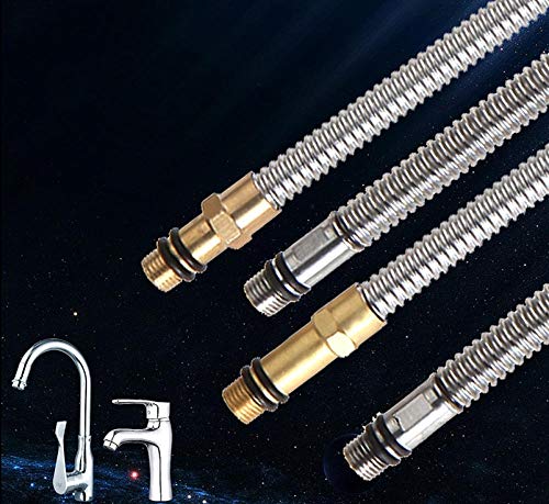 Preisvergleich Produktbild Edelstahlwellschlauch, Gemüsebecken, Waschbecken, Aufsatzbecken, spitzer Mund, Kupfer, Einkopfrohr, Wasserhahn, Warm- und Kaltwasserzulaufschlauch@50cm