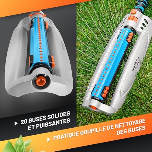 Arroseur de jardin automatique GRÜNTEK asperseur oscillant pelouse et grandes surfaces jet 18m - 6