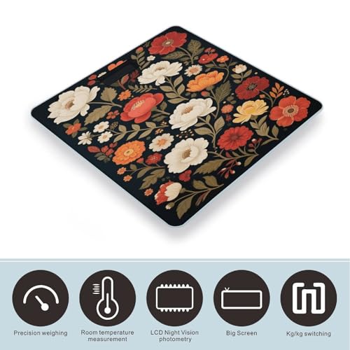 Báscula de baño digital con diseño flor vintage miniatura 3
