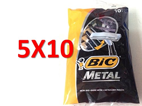 Bic Metal Disposable Men's Shaving Razors, 10-Count x 5 Packs