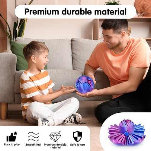 Image of Gear Ball 3D Printed Cube Fidget Toy,Gear Sphere Fidget Toys,Sensory Toys for Stress and Anxiety Relief, Desk Toy Fidget Spinners,Stocking Stuffers for Adults & Kids Gift(Purple Blue, 3.1 Inch)